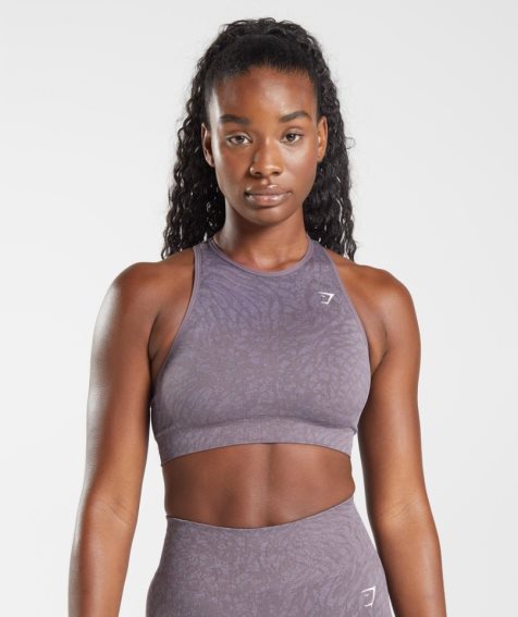 Women's Gymshark Adapt Animal Seamless Sports Bra Purple | NZ 3BRMCI